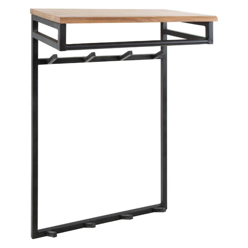 wandkapstok acaciahout met hoedenplank afbeelding 1