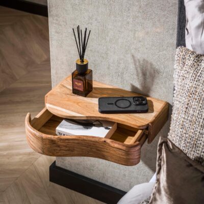 zwevende acaciahouten nachtkastjes set afbeelding 4