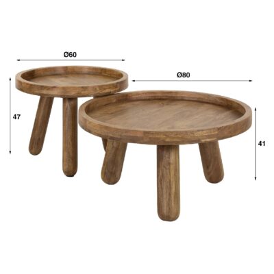 salontafel set mangohout zand afbeelding 2