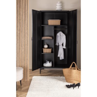 Fynn zwarte stalen kledingkast 2-deurs afbeelding 7