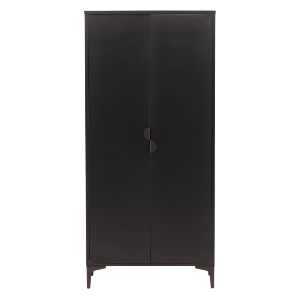 Fynn zwarte stalen kledingkast 2-deurs afbeelding 1