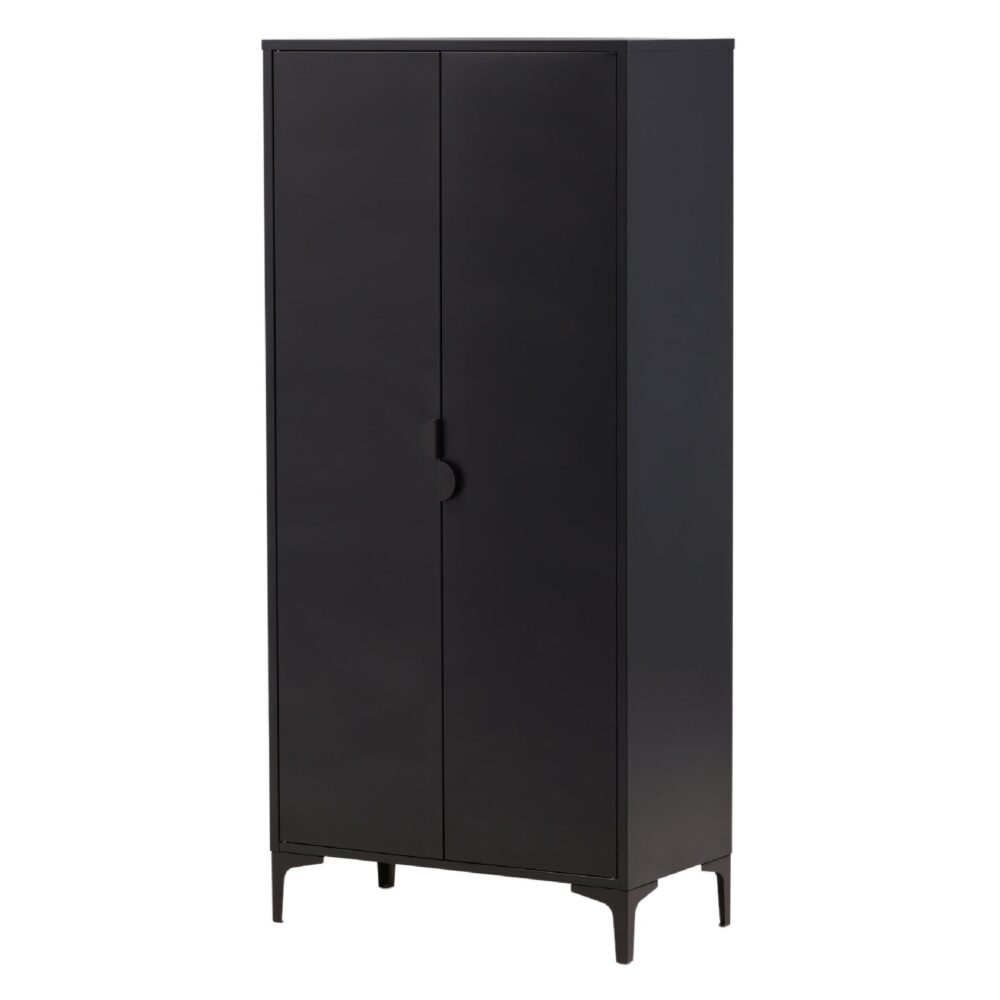 Fynn zwarte stalen kledingkast 2-deurs afbeelding 2