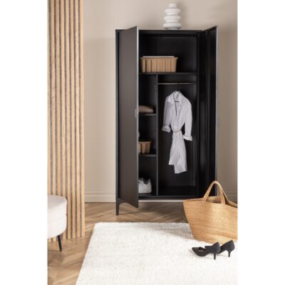 Fynn zwarte stalen kledingkast 2-deurs afbeelding 8