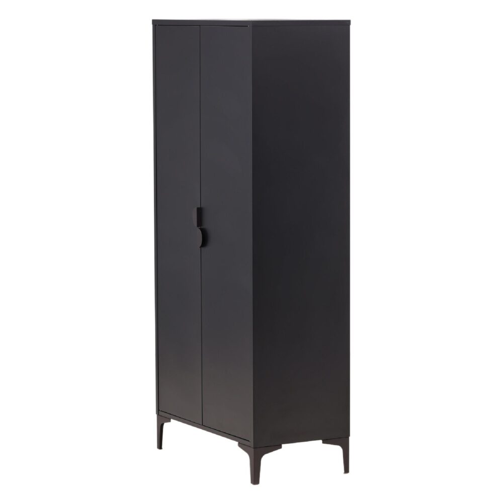 Fynn zwarte stalen kledingkast 2-deurs afbeelding 3