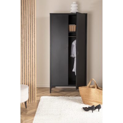 Fynn zwarte stalen kledingkast 2-deurs afbeelding 9