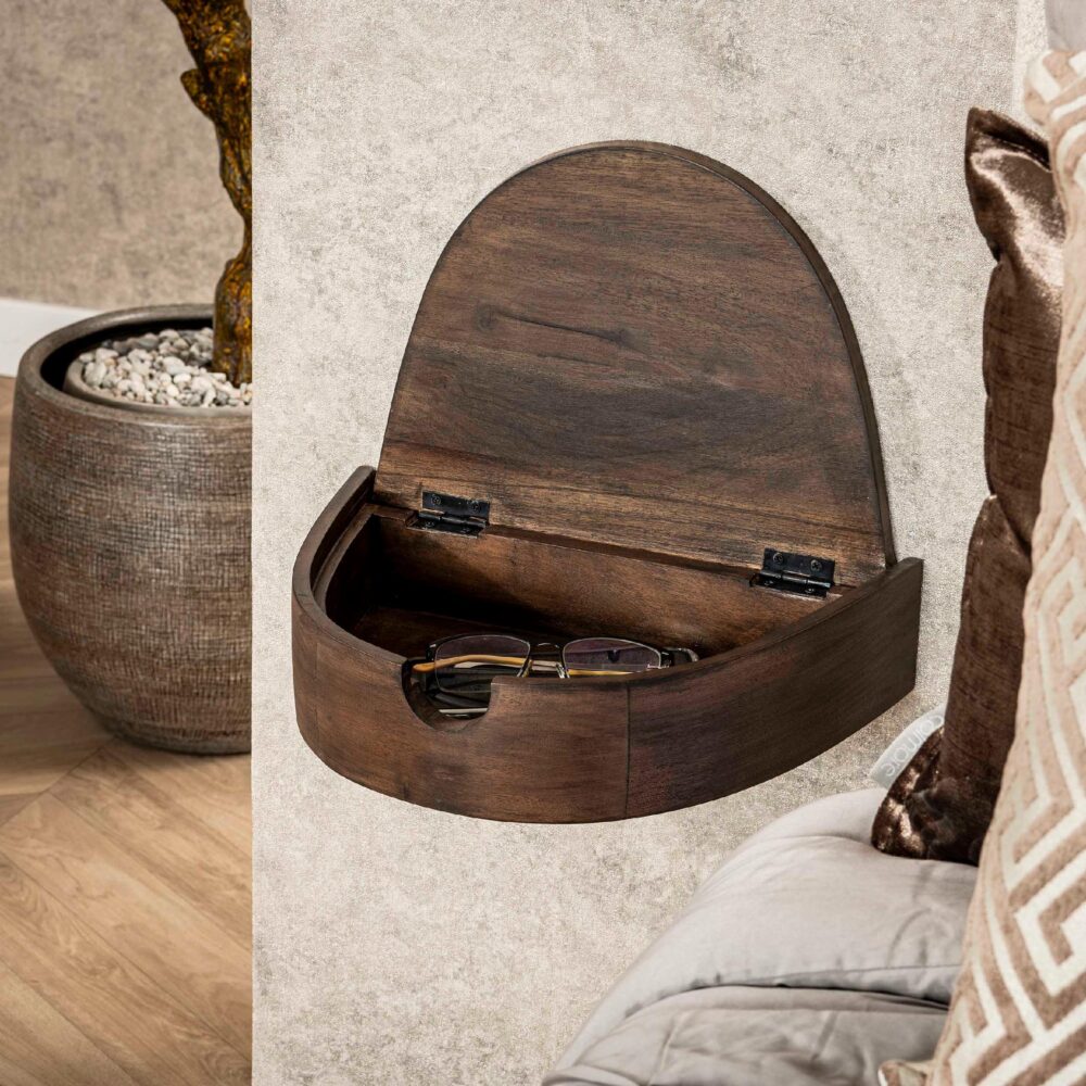 zwevende houten nachtkastjes set afbeelding 9