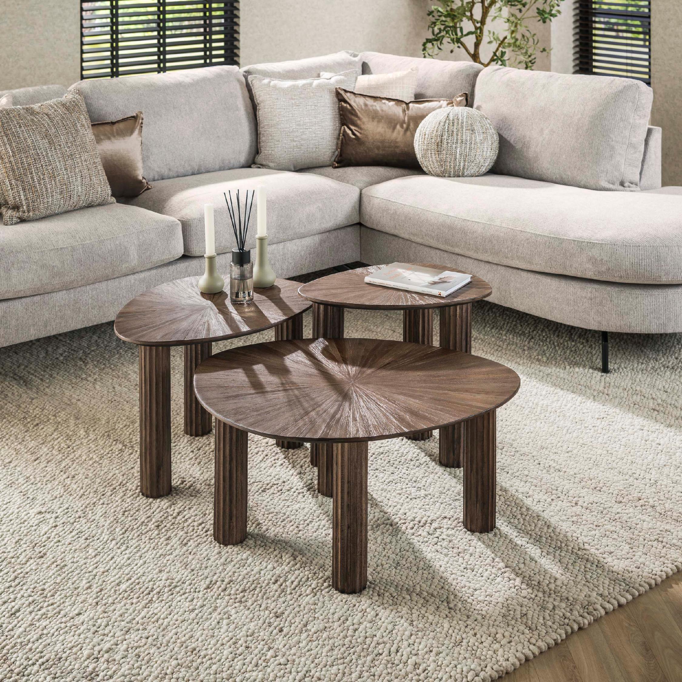 Sena salontafel set massief teak espresso afbeelding 5