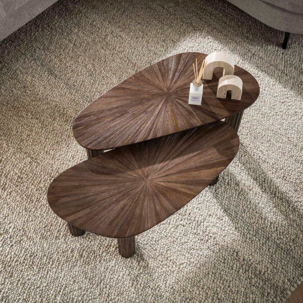 organische teak salontafel set Sena afbeelding 3