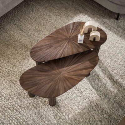 organische teak salontafel set Sena afbeelding 3