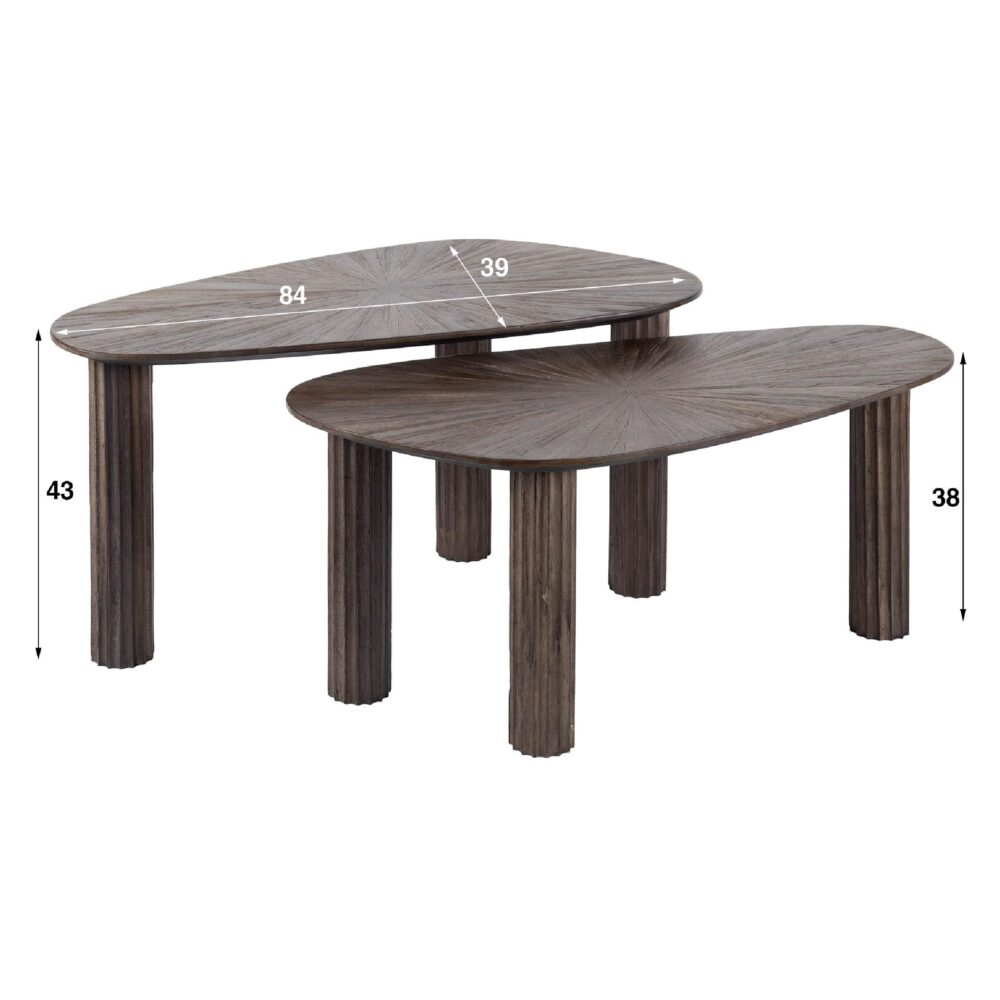 organische teak salontafel set Sena afbeelding 2