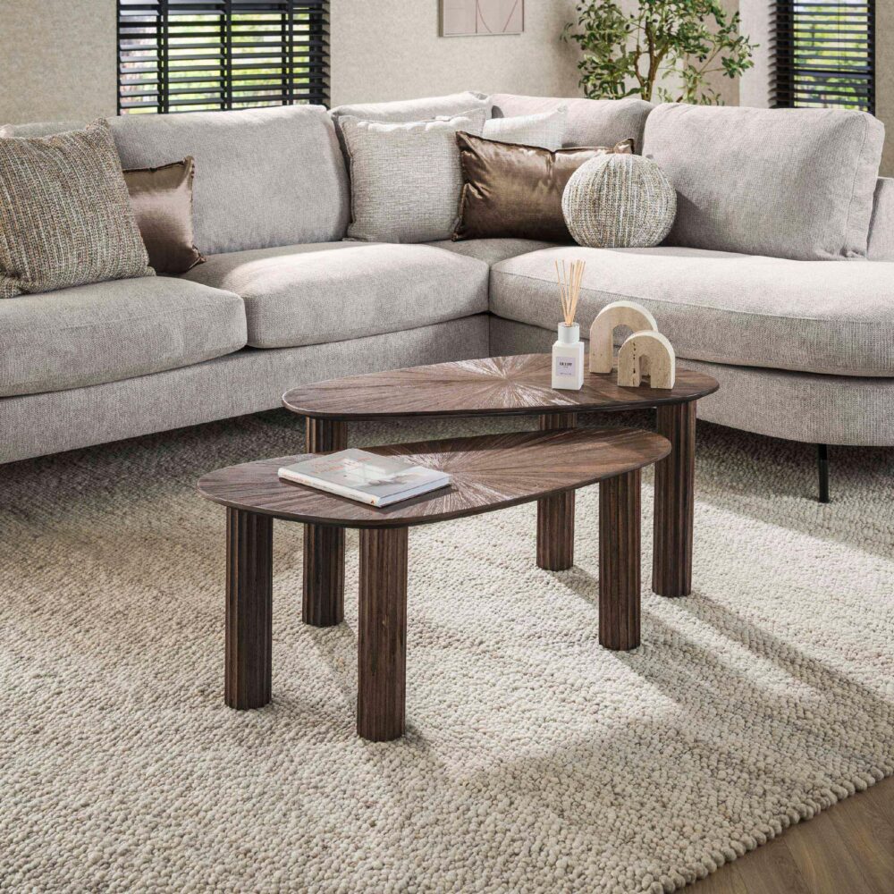 organische teak salontafel set Sena afbeelding 4