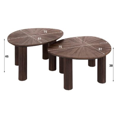 driehoekige teak salontafel set Sena afbeelding 2
