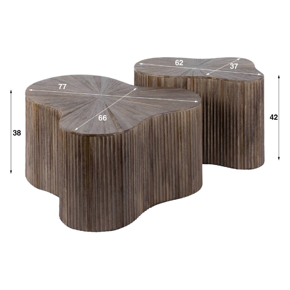 salontafel set teak espresso Sena afbeelding 2