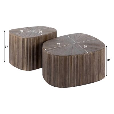 vierkante teak salontafelset Sena afbeelding 2