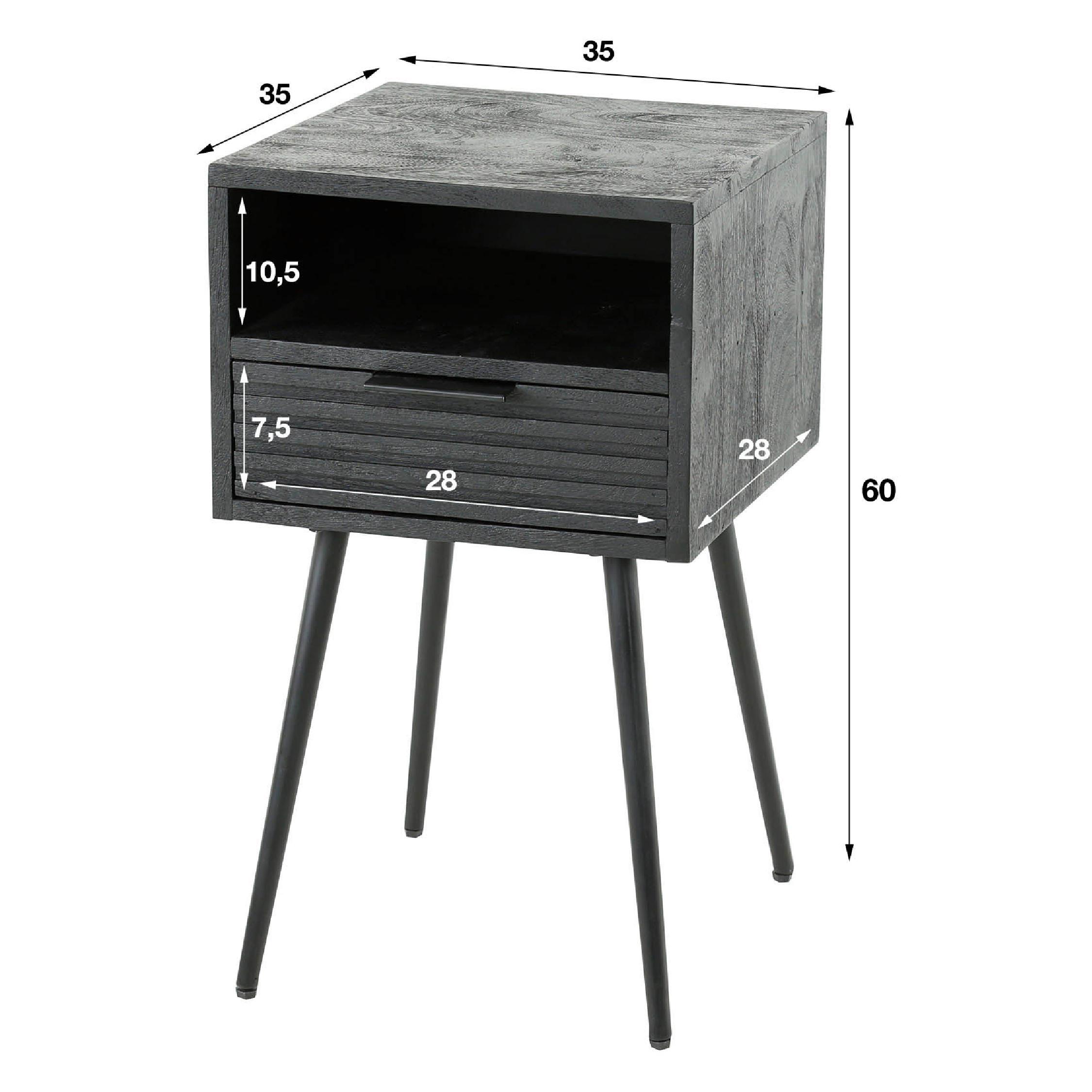 zwart mangohouten nachtkastje Arek afbeelding 2