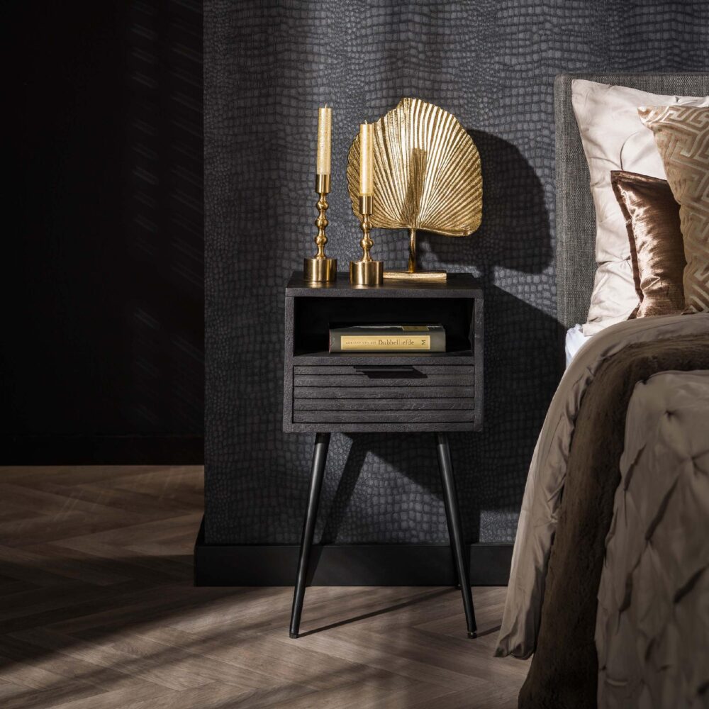 zwart mangohouten nachtkastje Arek afbeelding 6