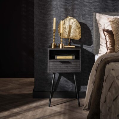 zwart mangohouten nachtkastje Arek afbeelding 6