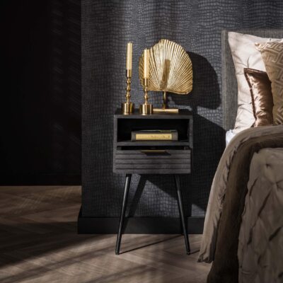 zwart mangohouten nachtkastje Arek afbeelding 7