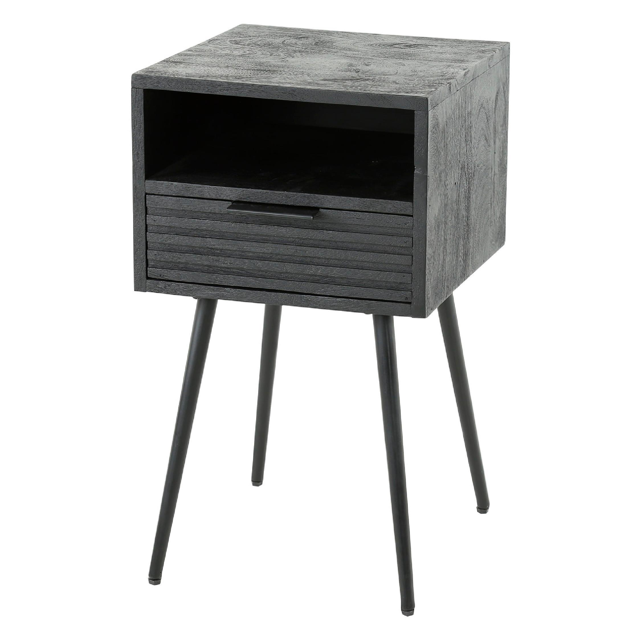 zwart mangohouten nachtkastje Arek afbeelding 1