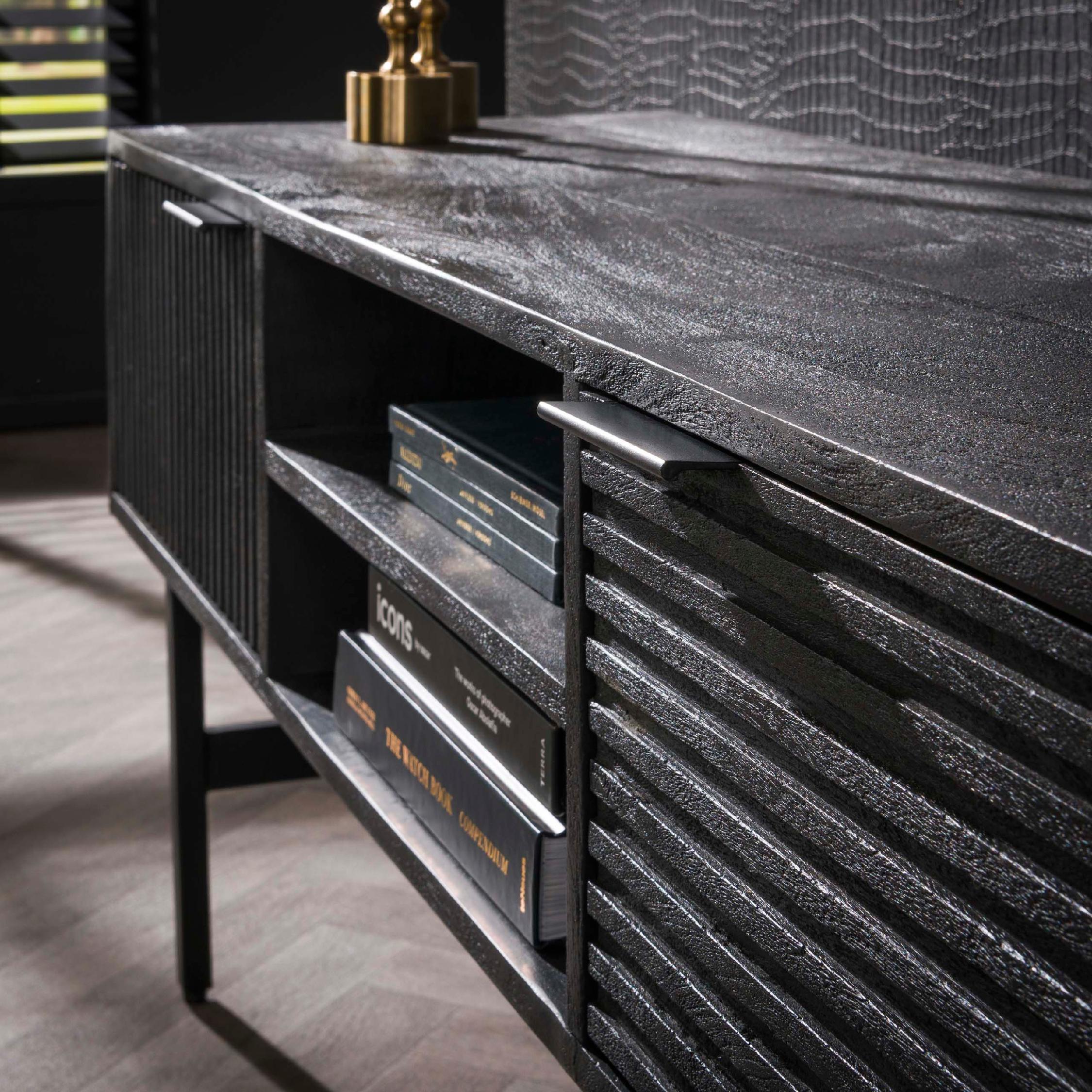 zwart mangohouten tv-meubel Arek afbeelding 5