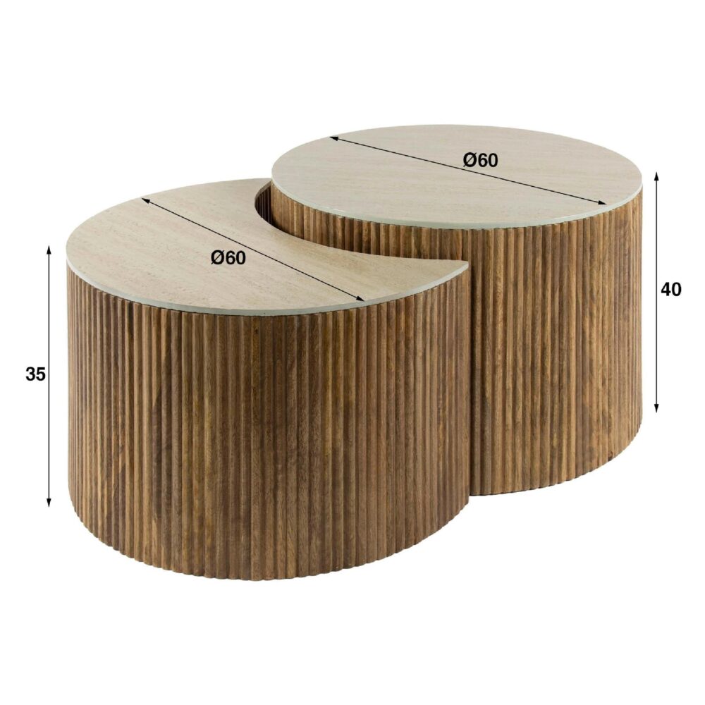 salontafel set Sora mangohout afbeelding 2