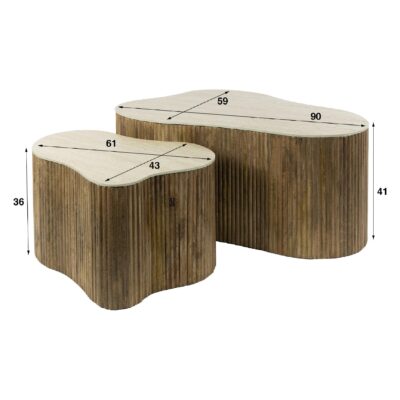 Sora salontafelset massief mangohout afbeelding 2