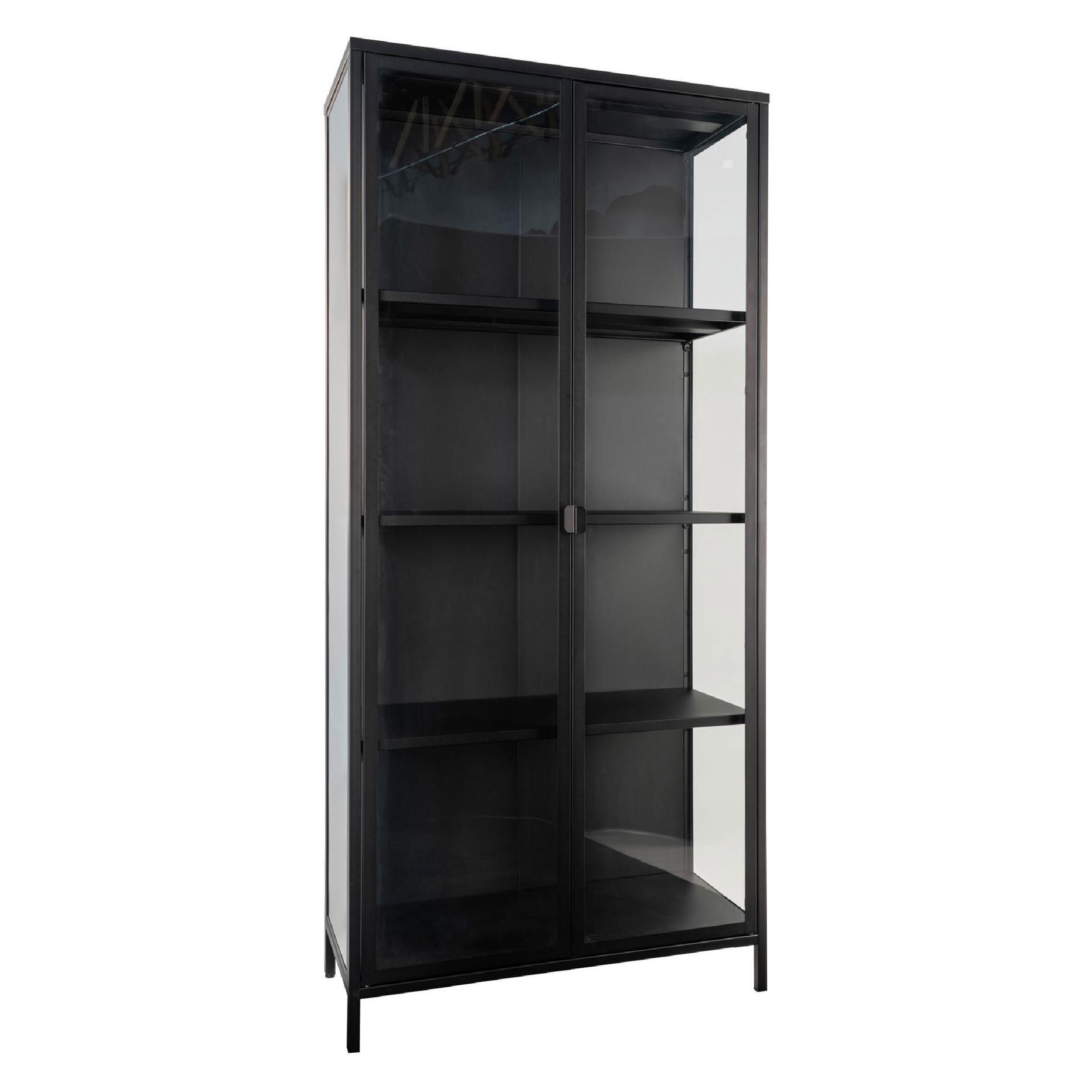 zwarte vitrinekast Ryka staal en glas afbeelding 2