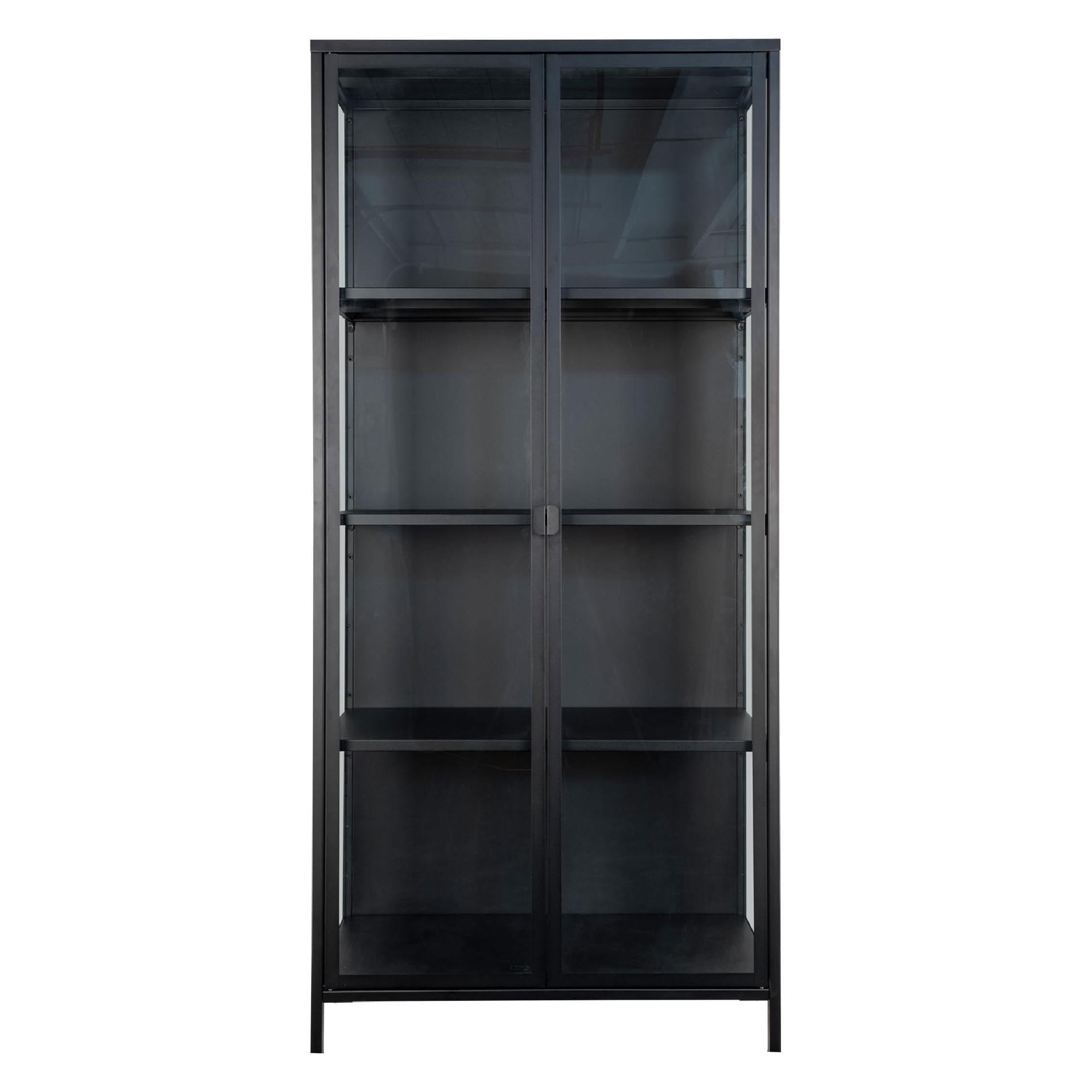 zwarte vitrinekast Ryka staal en glas afbeelding 1