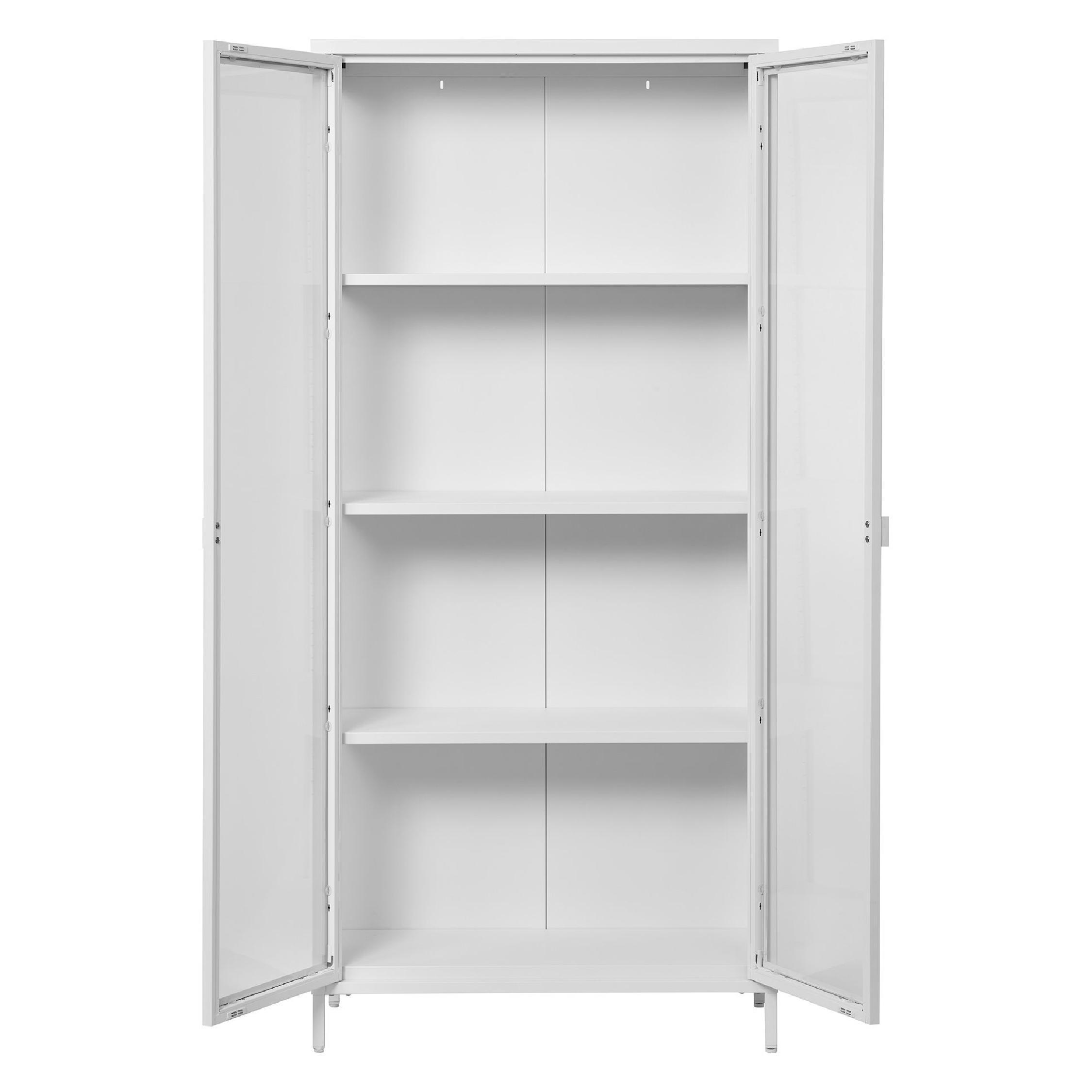 witte stalen vitrinekast Ryka met glazen deuren afbeelding 3