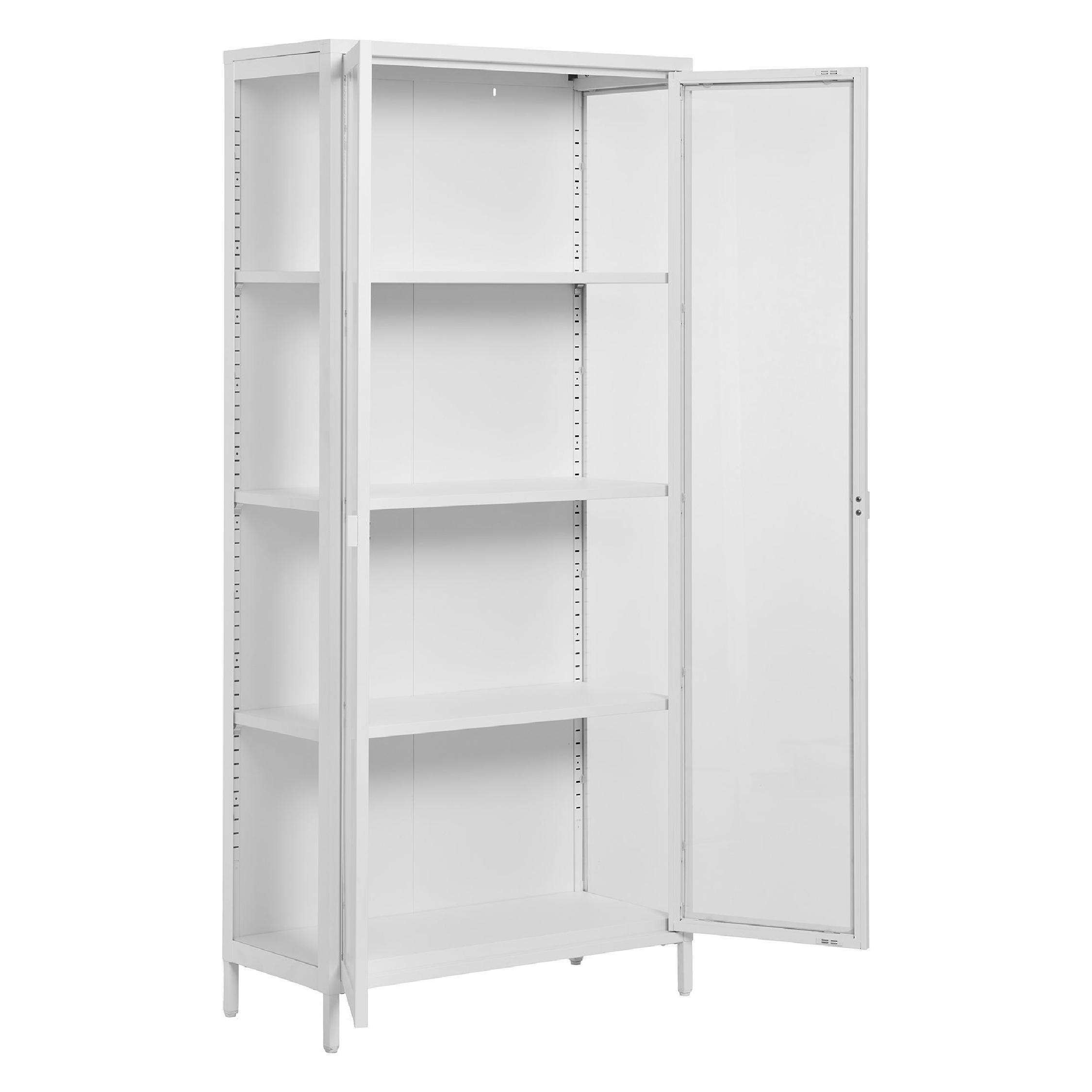 witte stalen vitrinekast Ryka met glazen deuren afbeelding 4