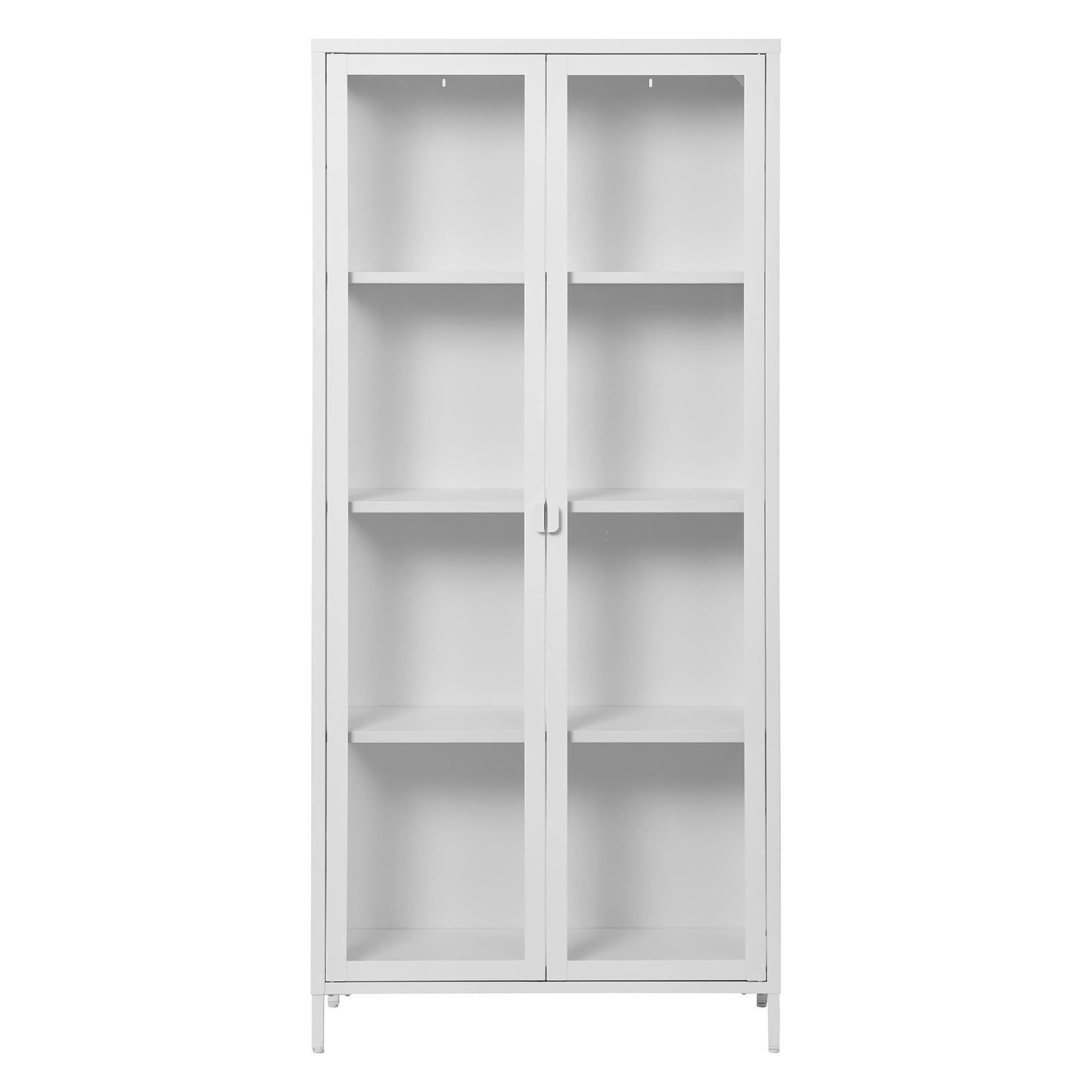 witte stalen vitrinekast Ryka met glazen deuren afbeelding 1