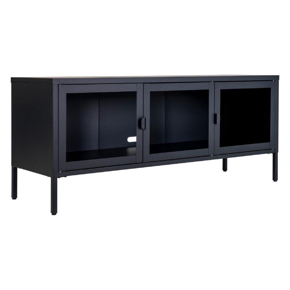 industrieel tv meubel Ryka zwart glas afbeelding 4