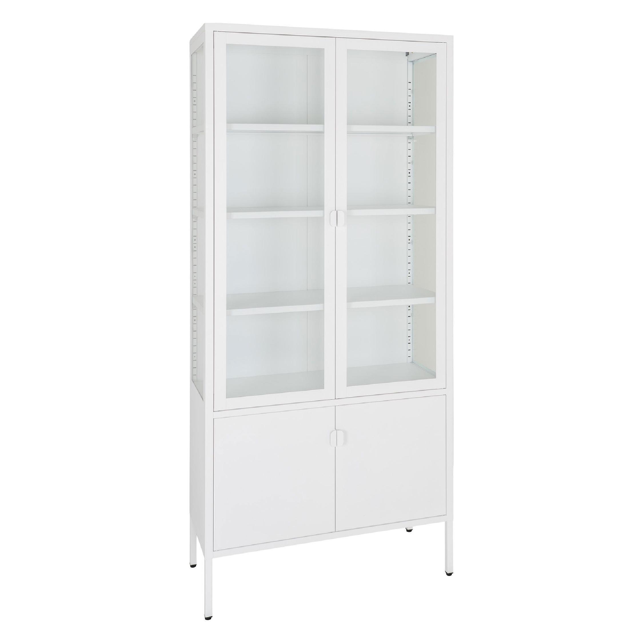 witte vitrinekast Ryka staal en glas afbeelding 2