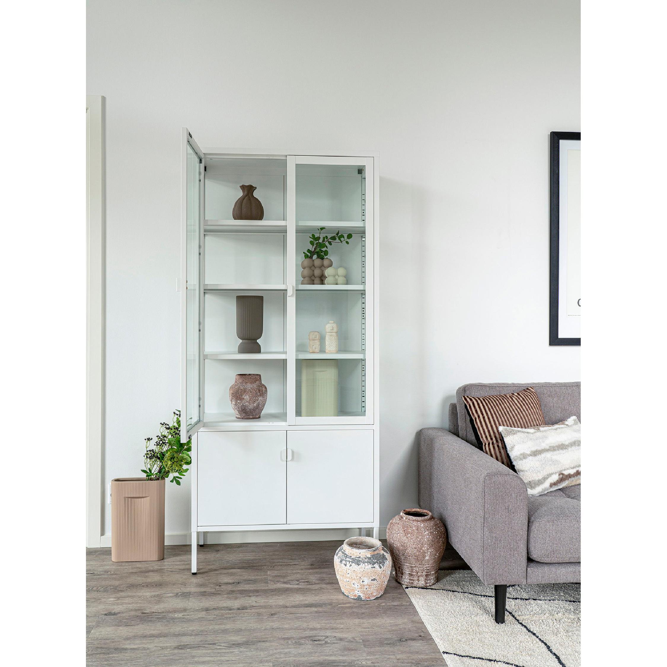 witte vitrinekast Ryka staal en glas afbeelding 6