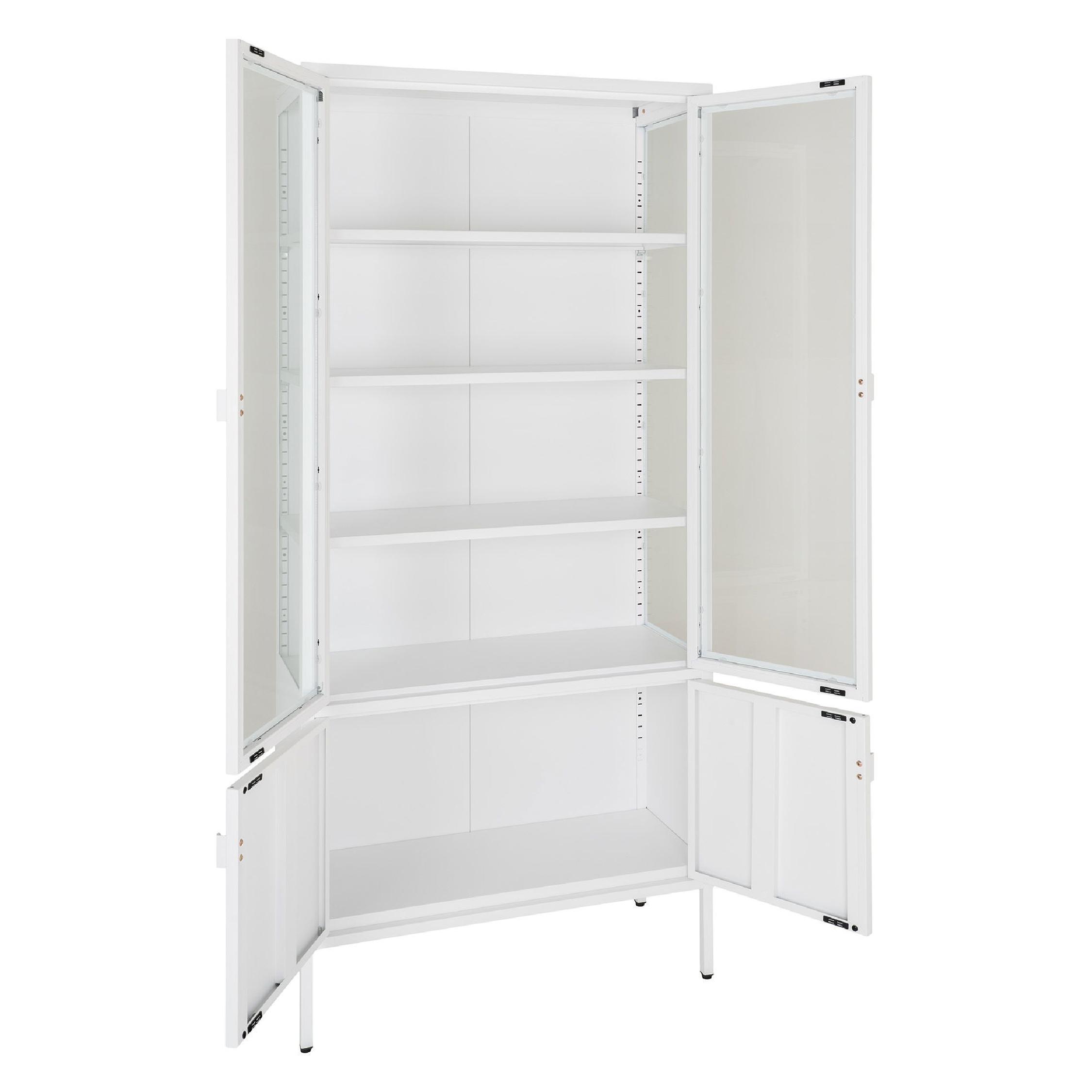 witte vitrinekast Ryka staal en glas afbeelding 4