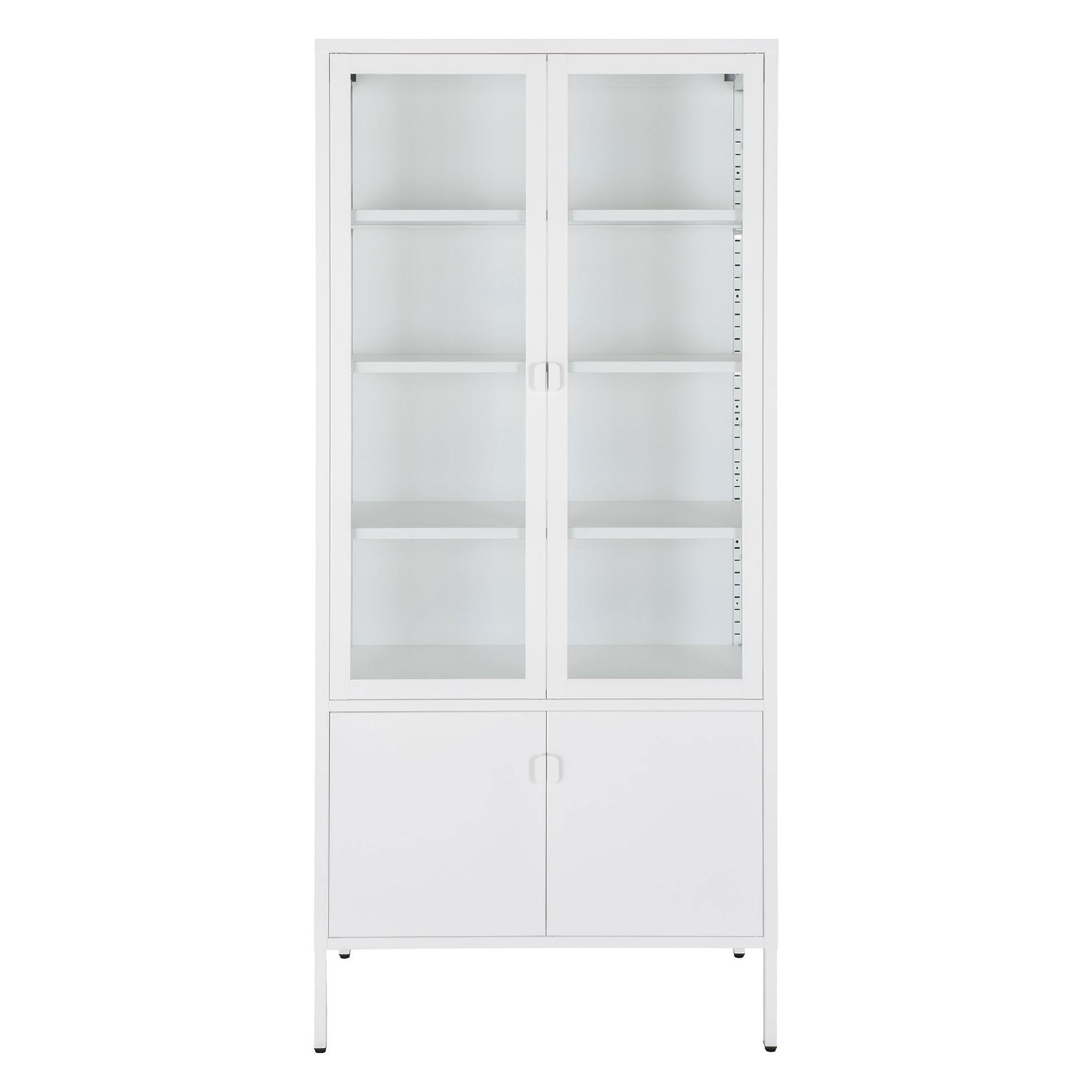 witte vitrinekast Ryka staal en glas afbeelding 1