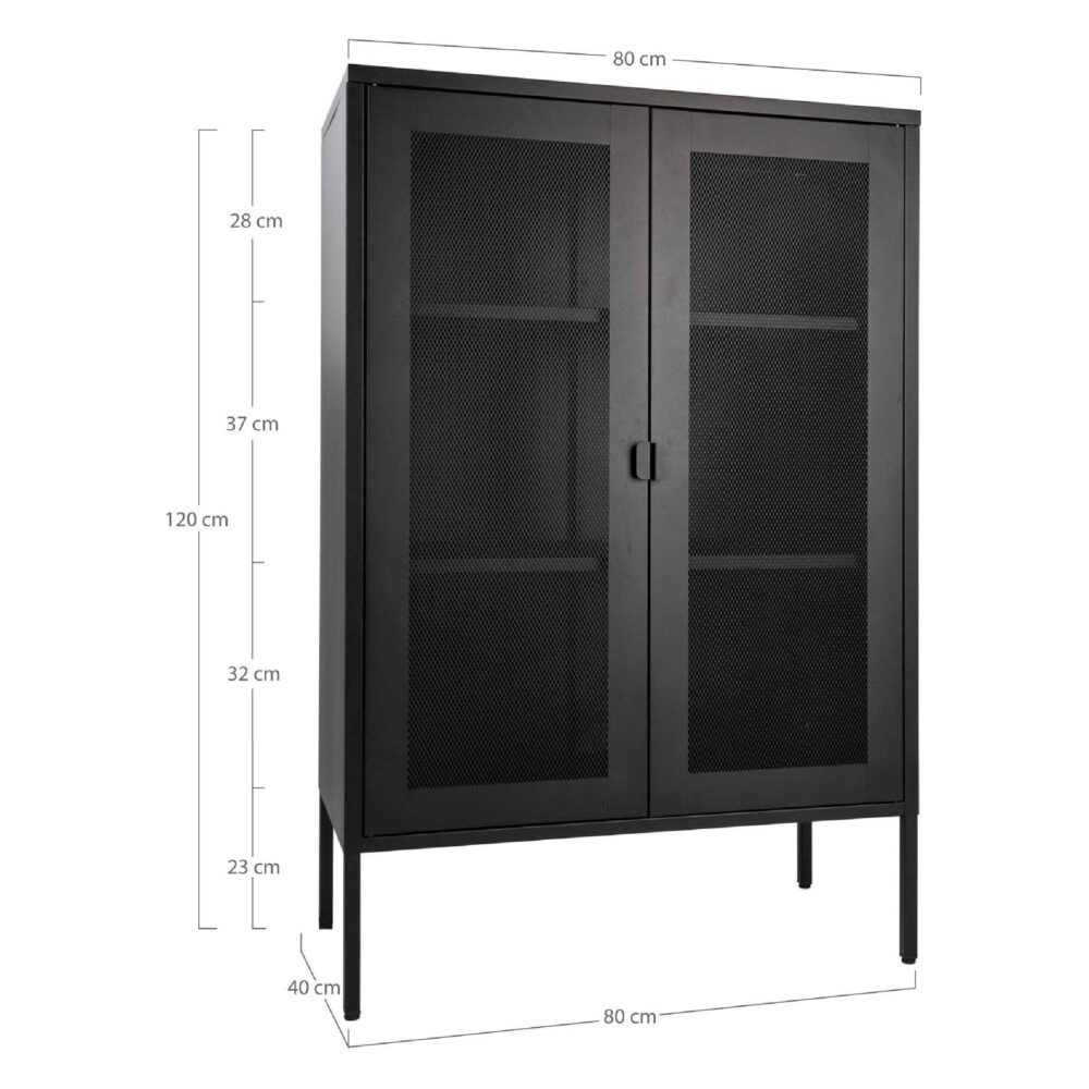zwarte metalen opbergkast met gaasdeuren afbeelding 6