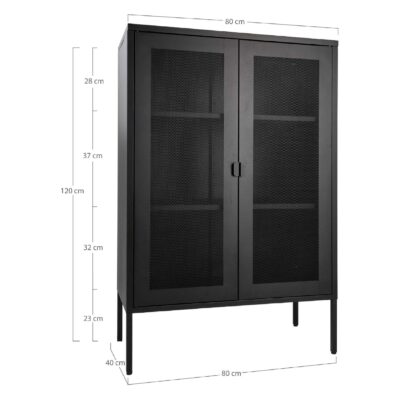 zwarte metalen opbergkast met gaasdeuren afbeelding 6