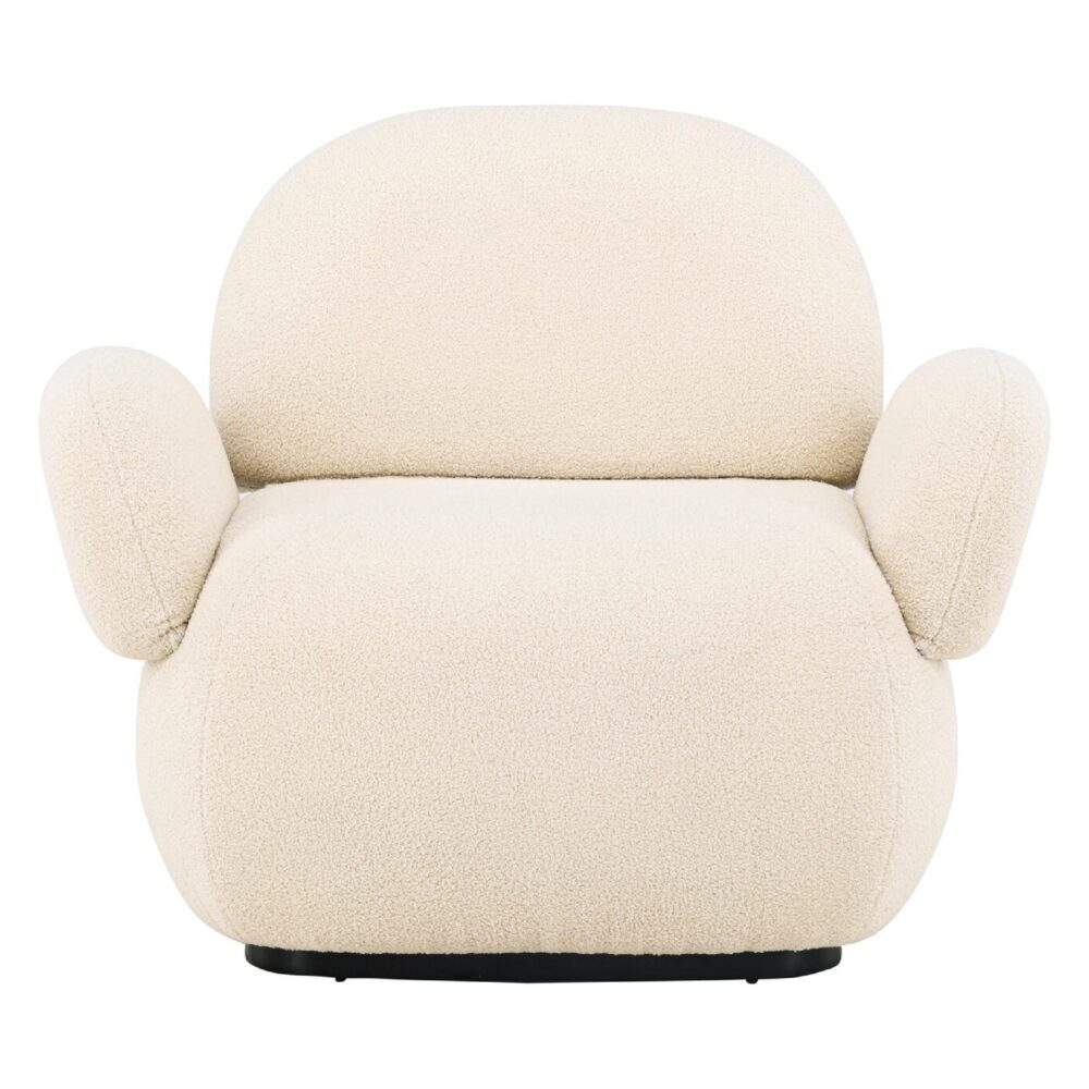 beige chenille fauteuil afbeelding 1