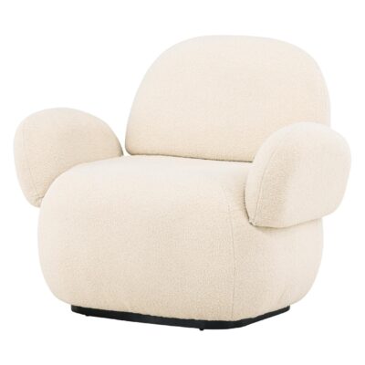 beige chenille fauteuil afbeelding 2