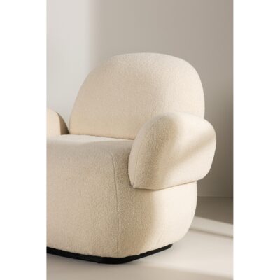 beige chenille fauteuil afbeelding 9