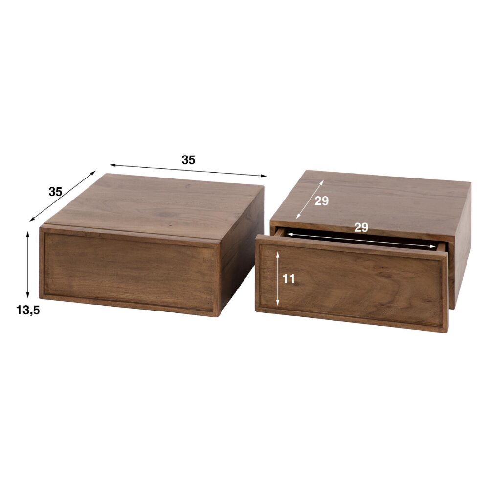 zwevende nachtkastjes acaciahout afbeelding 4