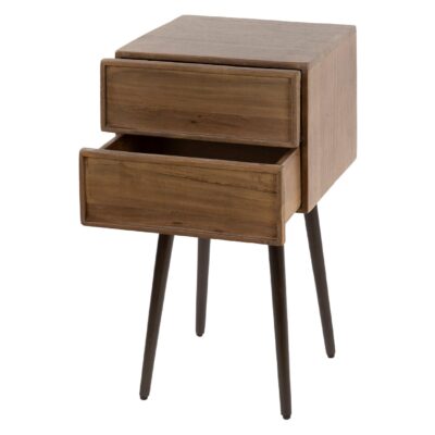 nachtkastje acaciahout bruin met 2 lades afbeelding 2