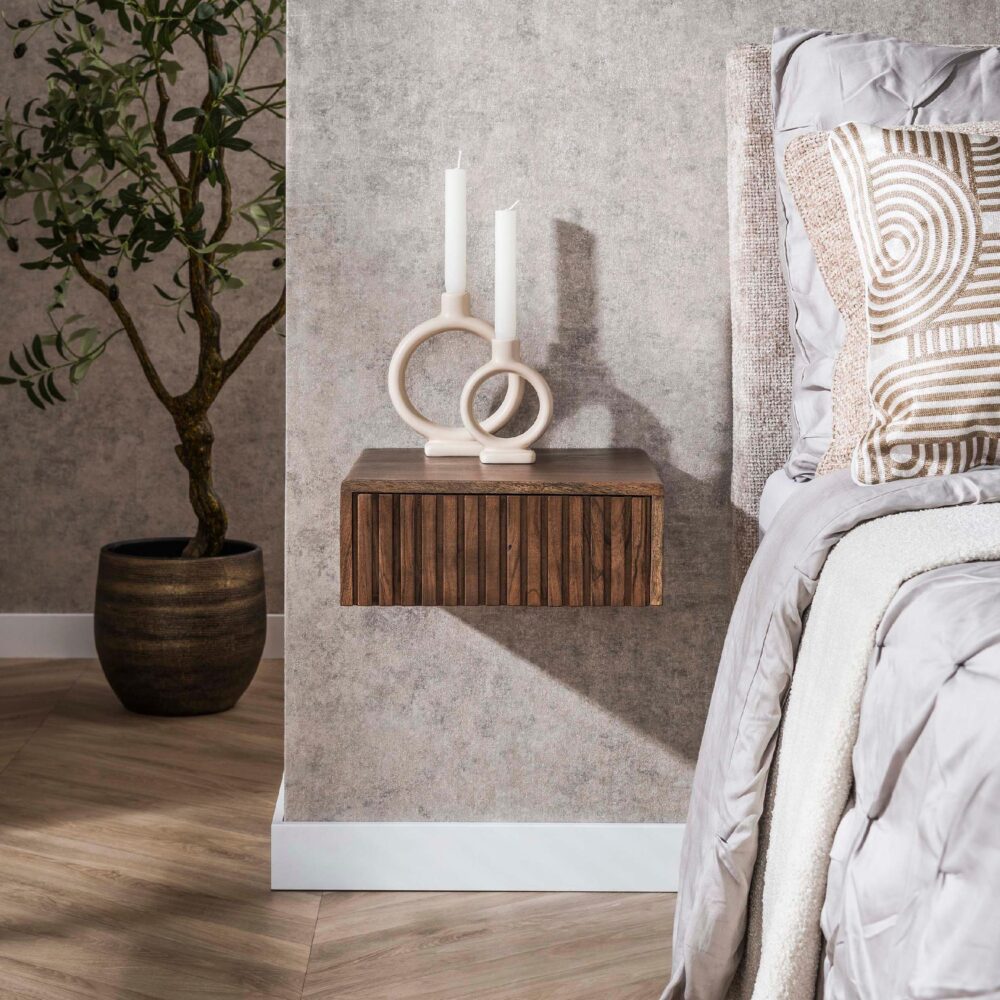 zwevend nachtkastje acaciahout Finn afbeelding 5