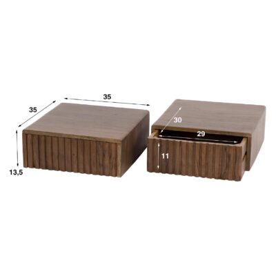 zwevend nachtkastje acaciahout Finn afbeelding 4