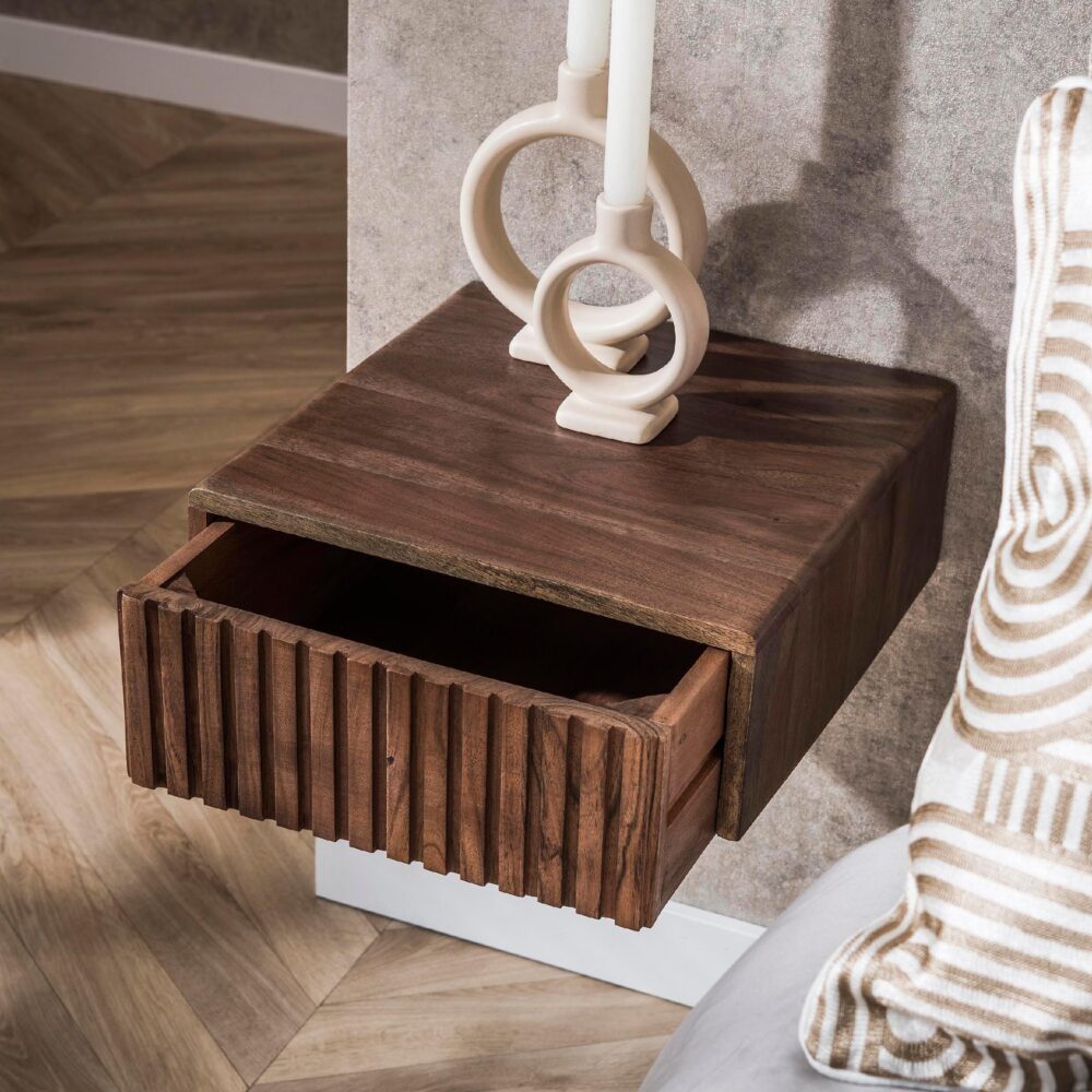 zwevend nachtkastje acaciahout Finn afbeelding 7