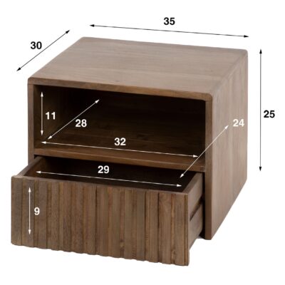 zwevend nachtkastje Finn acaciahout afbeelding 4