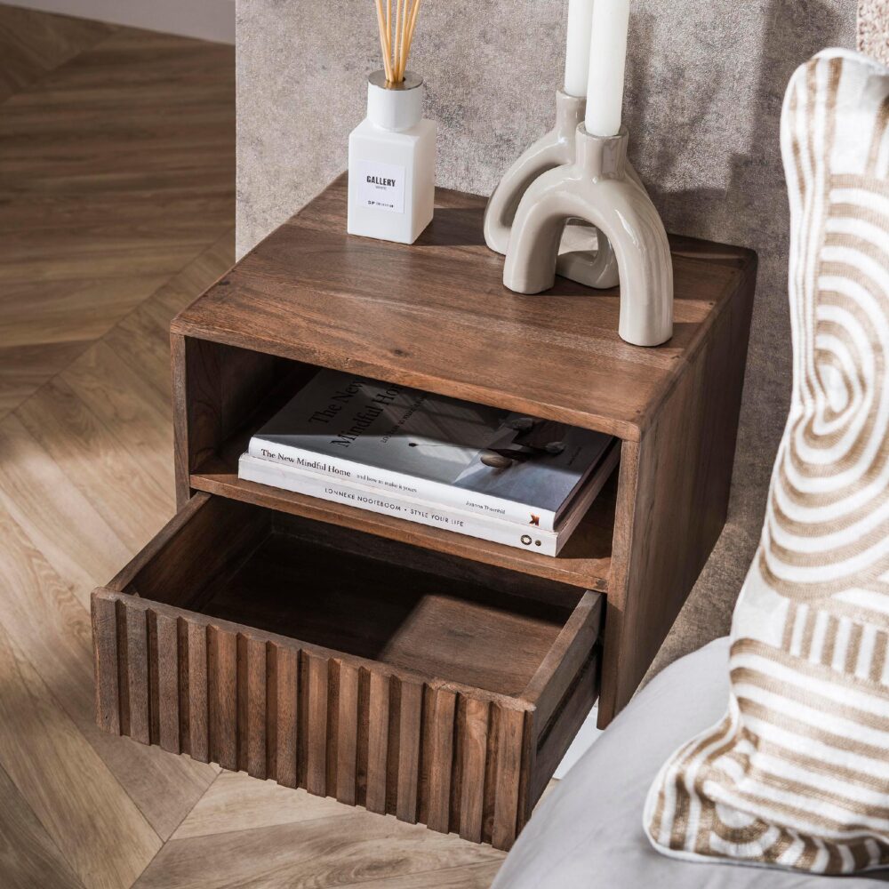 zwevend nachtkastje Finn acaciahout afbeelding 7