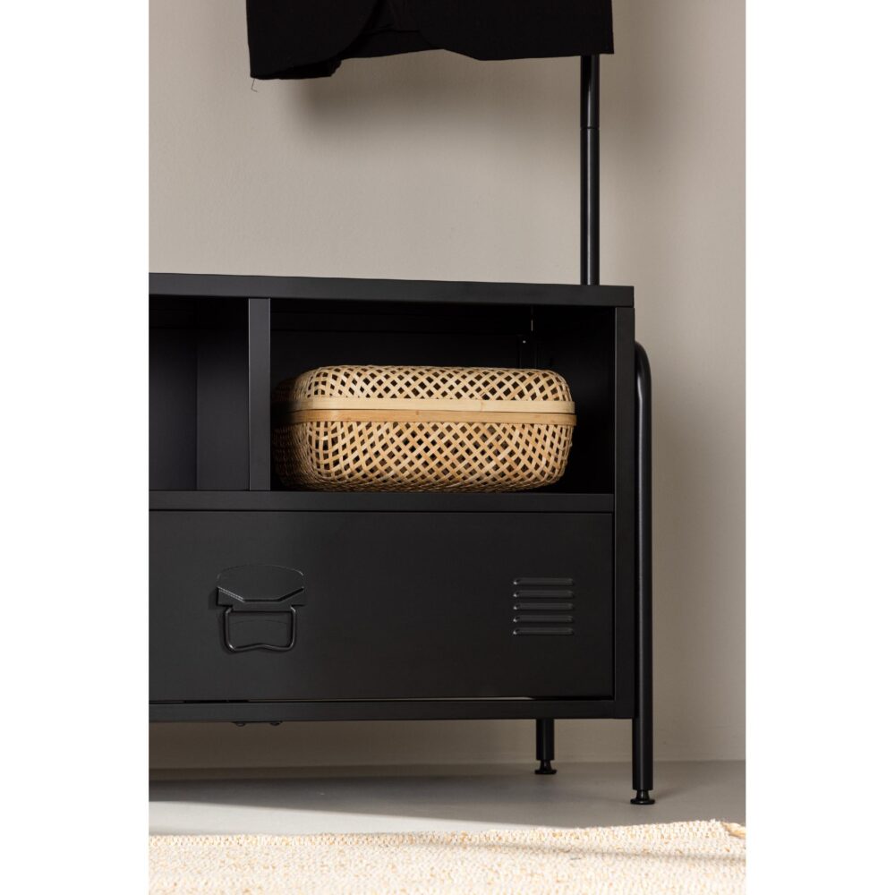 zwart staand kledingrek met lade en schoenenrek afbeelding 8