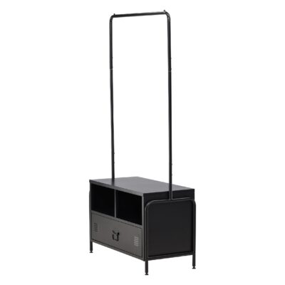 zwart staand kledingrek met lade en schoenenrek afbeelding 6